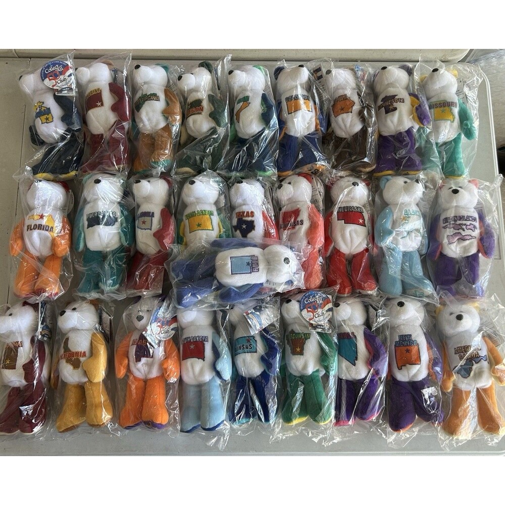 Lot of 28 Limited Treasures Coin Bears 24 States + 4 Territories 8” Sealed